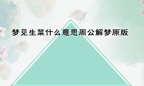 梦见生菜什么意思周公解梦原版