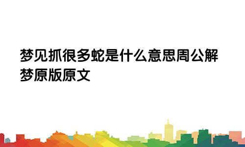 梦见抓很多蛇是什么意思周公解梦原版原文