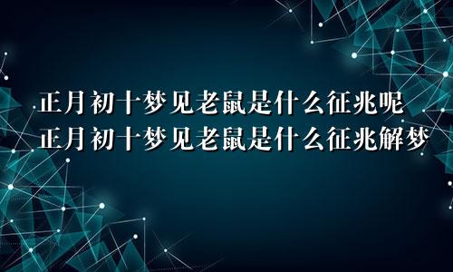 正月初十梦见老鼠是什么征兆呢正月初十梦见老鼠是什么征兆解梦