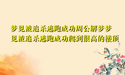 梦见被追杀逃跑成功周公解梦梦见被追杀逃跑成功爬到很高的楼顶