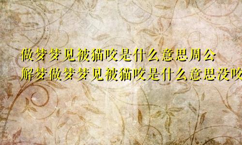 做梦梦见被猫咬是什么意思周公解梦做梦梦见被猫咬是什么意思没咬到