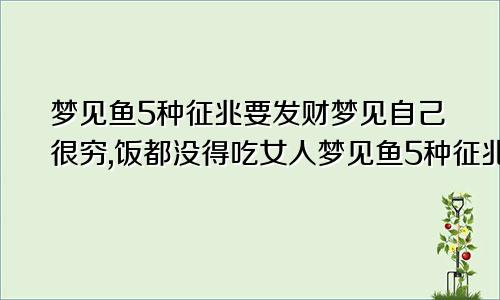 梦见鱼5种征兆要发财梦见自己很穷,饭都没得吃女人梦见鱼5种征兆要发财