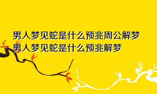 男人梦见蛇是什么预兆周公解梦男人梦见蛇是什么预兆解梦