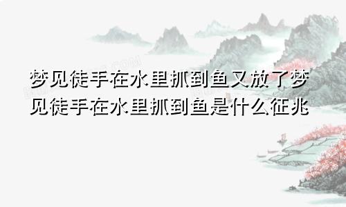 梦见徒手在水里抓到鱼又放了梦见徒手在水里抓到鱼是什么征兆