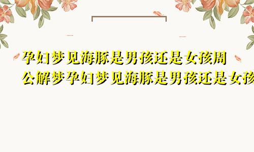 孕妇梦见海豚是男孩还是女孩周公解梦孕妇梦见海豚是男孩还是女孩呢