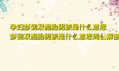 孕妇梦到双胞胎男孩是什么意思梦到双胞胎男孩是什么意思周公解梦