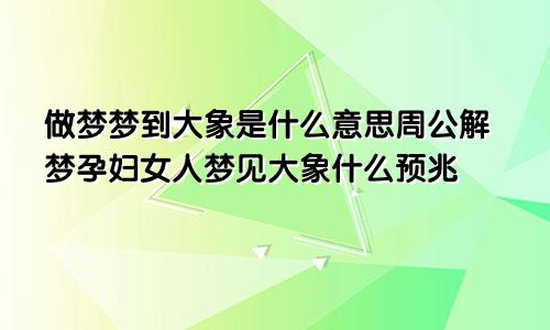 做梦梦到大象是什么意思周公解梦孕妇女人梦见大象什么预兆