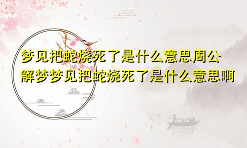 梦见把蛇烧死了是什么意思周公解梦梦见把蛇烧死了是什么意思啊