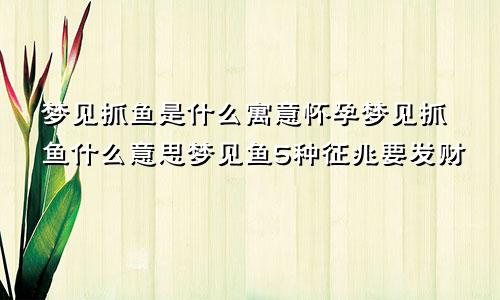 梦见抓鱼是什么寓意怀孕梦见抓鱼什么意思梦见鱼5种征兆要发财