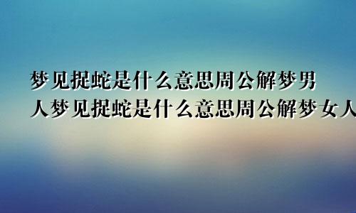 梦见捉蛇是什么意思周公解梦男人梦见捉蛇是什么意思周公解梦女人