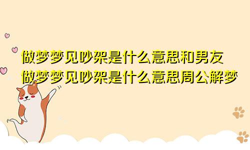 做梦梦见吵架是什么意思和男友做梦梦见吵架是什么意思周公解梦