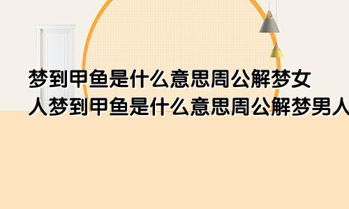 梦到甲鱼是什么意思周公解梦女人梦到甲鱼是什么意思周公解梦男人