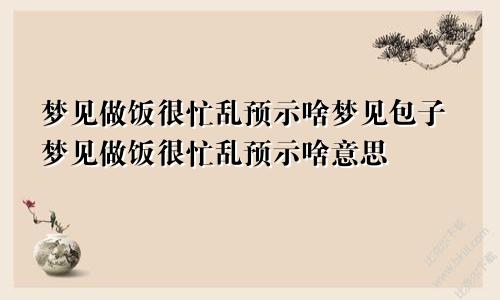 梦见做饭很忙乱预示啥梦见包子梦见做饭很忙乱预示啥意思