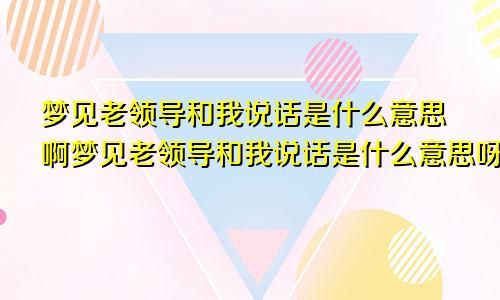 梦见老领导和我说话是什么意思啊梦见老领导和我说话是什么意思呀