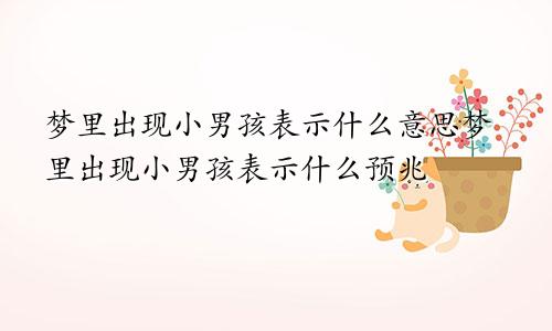 梦里出现小男孩表示什么意思梦里出现小男孩表示什么预兆