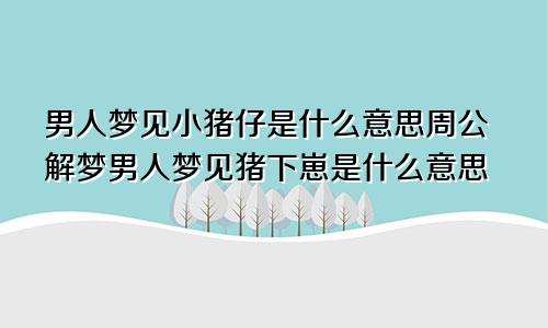 男人梦见小猪仔是什么意思周公解梦男人梦见猪下崽是什么意思