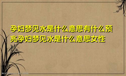 孕妇梦见水是什么意思有什么预兆孕妇梦见水是什么意思女性