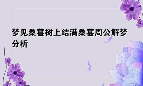 梦见桑葚树上结满桑葚周公解梦分析