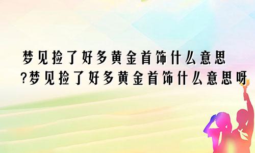 梦见捡了好多黄金首饰什么意思?梦见捡了好多黄金首饰什么意思呀