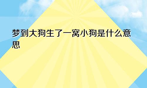 梦到大狗生了一窝小狗是什么意思