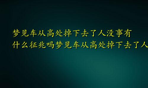 梦见车从高处掉下去了人没事有什么征兆吗梦见车从高处掉下去了人没事有什么征兆嘛