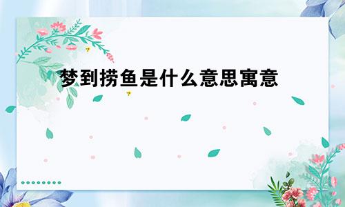 梦到捞鱼是什么意思寓意