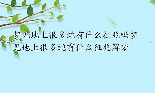 梦见地上很多蛇有什么征兆吗梦见地上很多蛇有什么征兆解梦