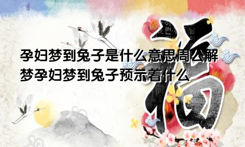 孕妇梦到兔子是什么意思周公解梦孕妇梦到兔子预示着什么