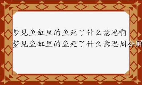 梦见鱼缸里的鱼死了什么意思啊梦见鱼缸里的鱼死了什么意思周公解梦