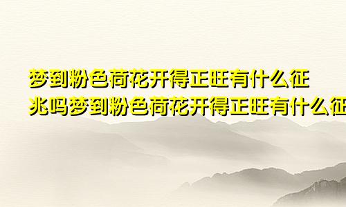 梦到粉色荷花开得正旺有什么征兆吗梦到粉色荷花开得正旺有什么征兆嘛