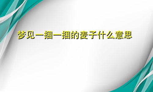 梦见一捆一捆的麦子什么意思