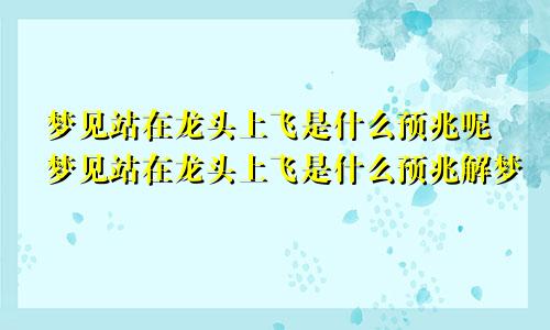 梦见站在龙头上飞是什么预兆呢梦见站在龙头上飞是什么预兆解梦