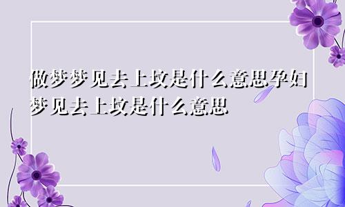 做梦梦见去上坟是什么意思孕妇梦见去上坟是什么意思