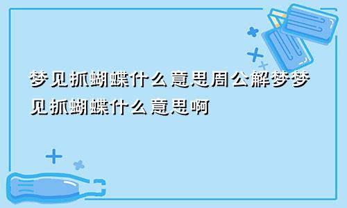 梦见抓蝴蝶什么意思周公解梦梦见抓蝴蝶什么意思啊