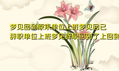 梦见回到原来单位上班梦见回已辞职单位上班梦见辞职回到了上回到原来的公司