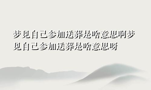 梦见自己参加送葬是啥意思啊梦见自己参加送葬是啥意思呀