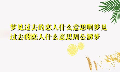 梦见过去的恋人什么意思啊梦见过去的恋人什么意思周公解梦