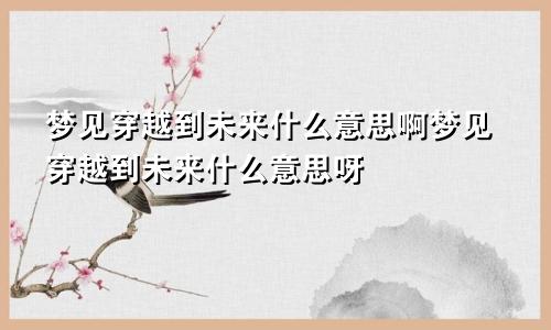 梦见穿越到未来什么意思啊梦见穿越到未来什么意思呀