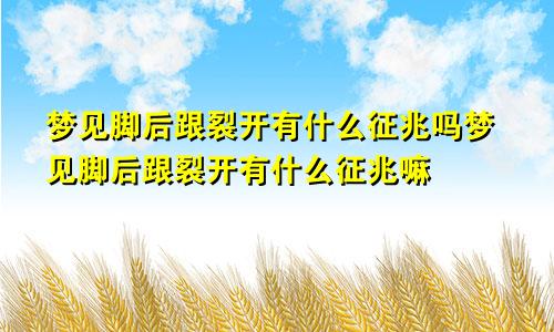 梦见脚后跟裂开有什么征兆吗梦见脚后跟裂开有什么征兆嘛