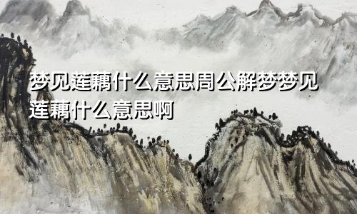 梦见莲藕什么意思周公解梦梦见莲藕什么意思啊