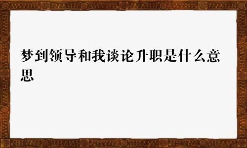 梦到领导和我谈论升职是什么意思