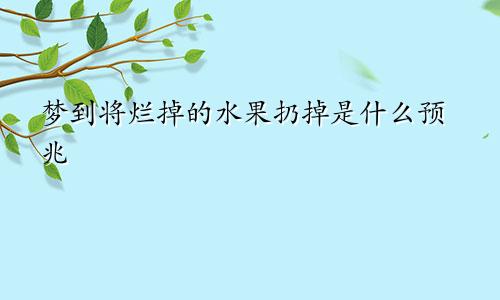 梦到将烂掉的水果扔掉是什么预兆