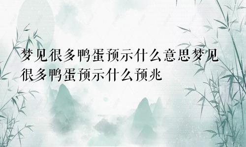 梦见很多鸭蛋预示什么意思梦见很多鸭蛋预示什么预兆