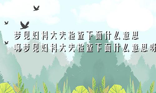 梦见妇科大夫检查下面什么意思啊梦见妇科大夫检查下面什么意思呀