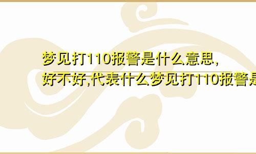 梦见打110报警是什么意思,好不好,代表什么梦见打110报警是什么意思,报警打110了