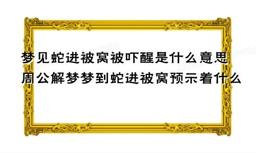 梦见蛇进被窝被吓醒是什么意思周公解梦梦到蛇进被窝预示着什么