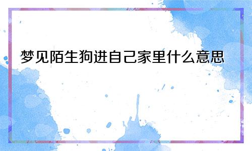 梦见陌生狗进自己家里什么意思