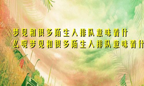 梦见和很多陌生人排队意味着什么呢梦见和很多陌生人排队意味着什么预兆