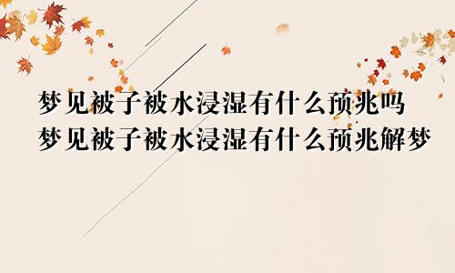 梦见被子被水浸湿有什么预兆吗梦见被子被水浸湿有什么预兆解梦