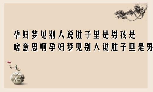 孕妇梦见别人说肚子里是男孩是啥意思啊孕妇梦见别人说肚子里是男孩是啥意思呀